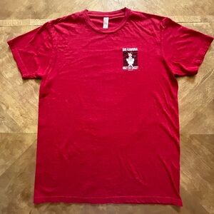 Red Hawaiian Graphic Tee - Front & Back Print - Casual Style - Size L